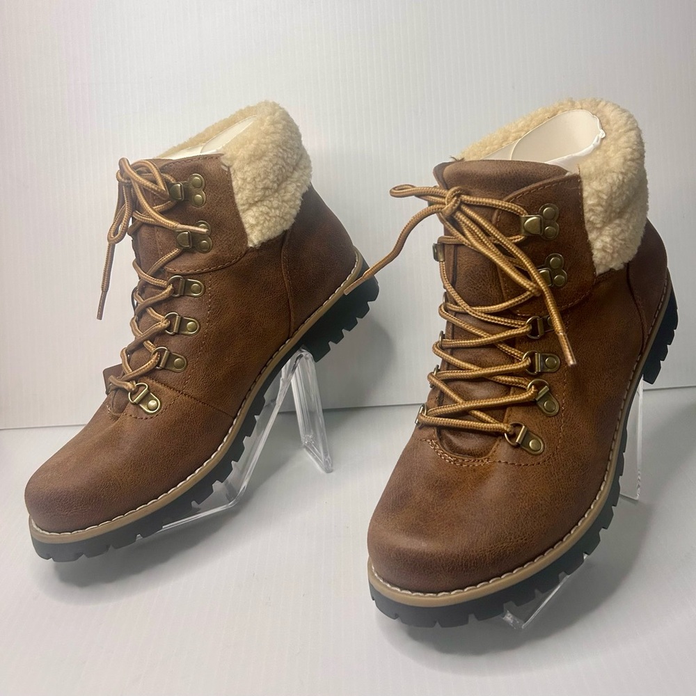 🥾Cliffs by WHITE MOUNTAIN NWT “Pathfield” Tan/Brown Lace-Up Ankle Boots/WIDE 🥾 - Picture 4 of 11